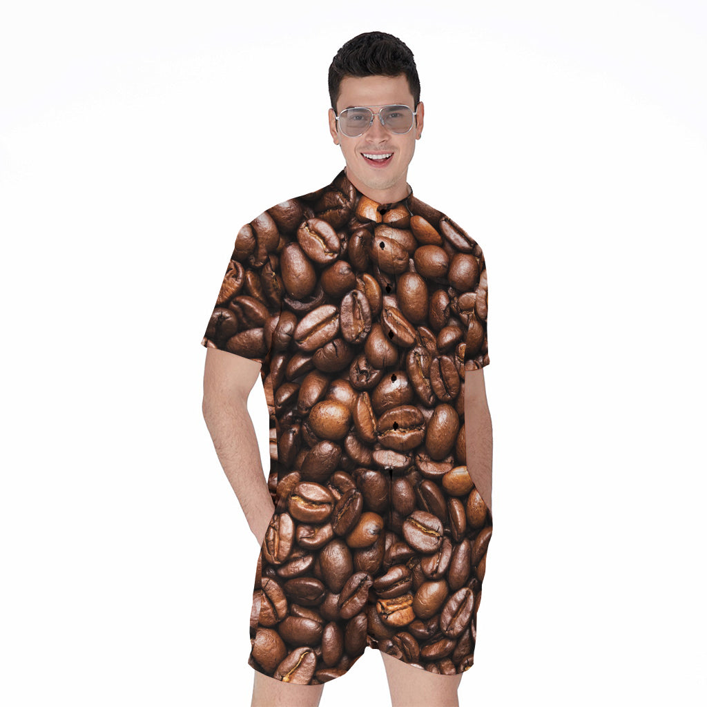 Roasted Coffee Bean Print Men's Rompers