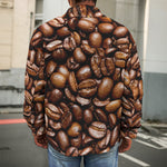 Roasted Coffee Bean Print Men's Shirt Jacket