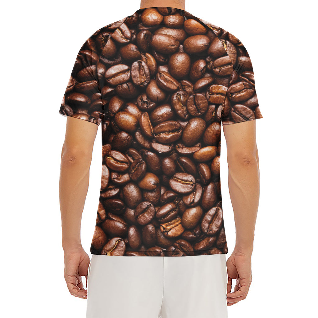 Roasted Coffee Bean Print Men's Short Sleeve Rash Guard