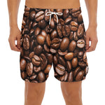 Roasted Coffee Bean Print Men's Split Running Shorts