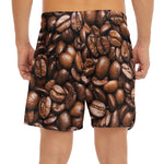 Roasted Coffee Bean Print Men's Split Running Shorts