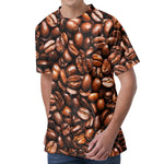 Roasted Coffee Bean Print Men's Velvet T-Shirt