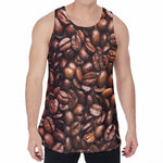 Roasted Coffee Bean Print Men's Velvet Tank Top