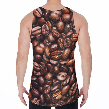 Roasted Coffee Bean Print Men's Velvet Tank Top
