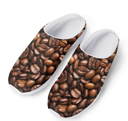 Roasted Coffee Bean Print Mesh Casual Shoes