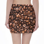 Roasted Coffee Bean Print Pencil Mini Skirt