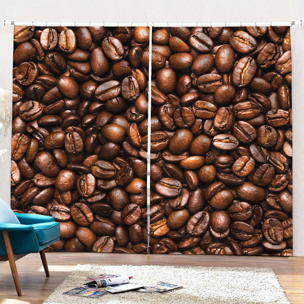 Roasted Coffee Bean Print Pencil Pleat Curtains