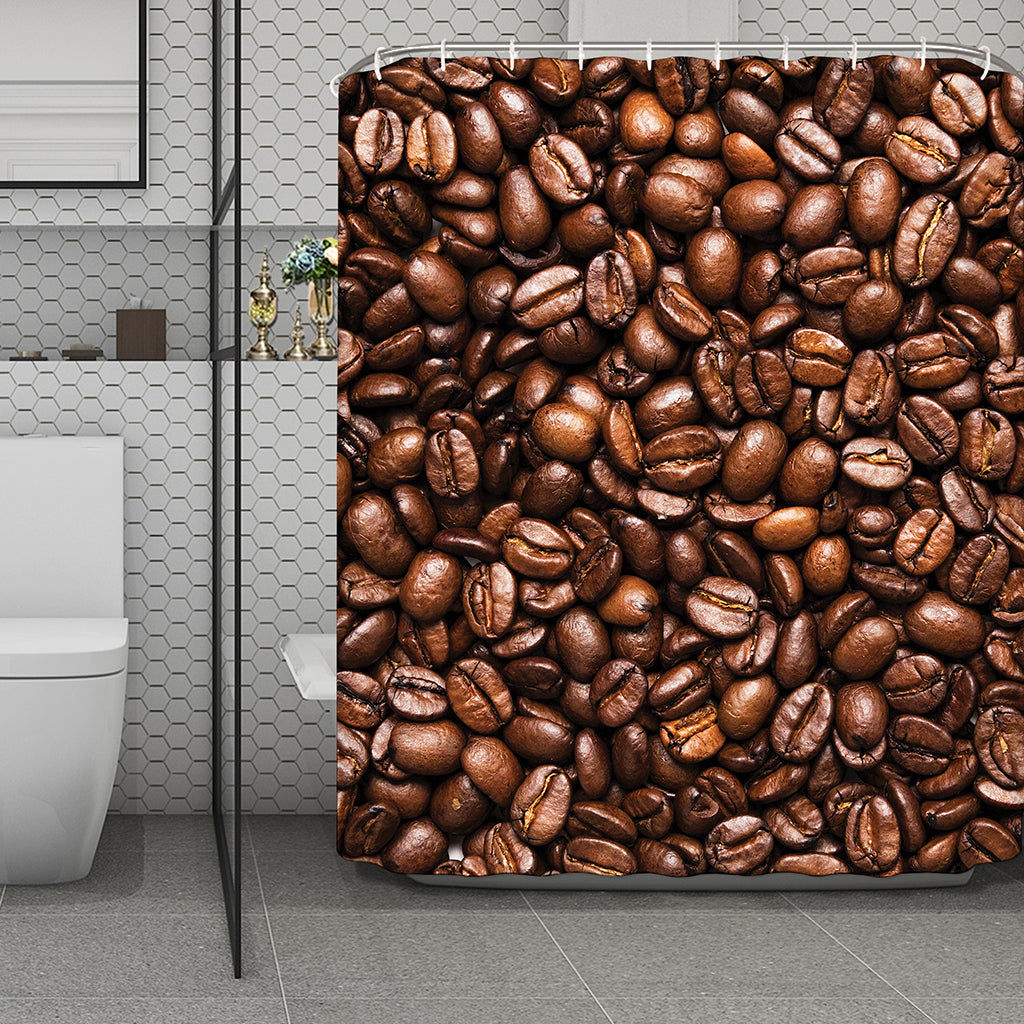 Roasted Coffee Bean Print Polyester Shower Curtain