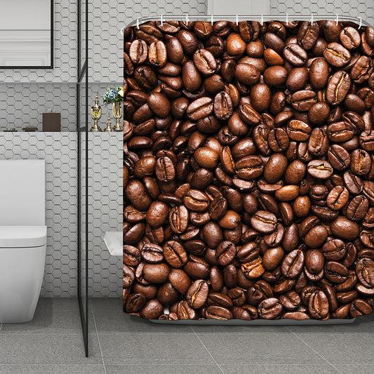 Roasted Coffee Bean Print Polyester Shower Curtain