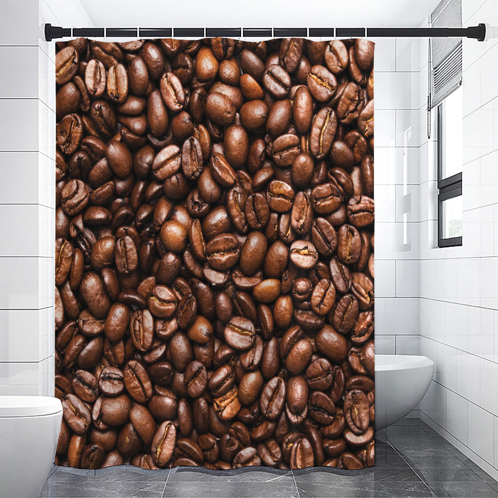 Roasted Coffee Bean Print Premium Shower Curtain