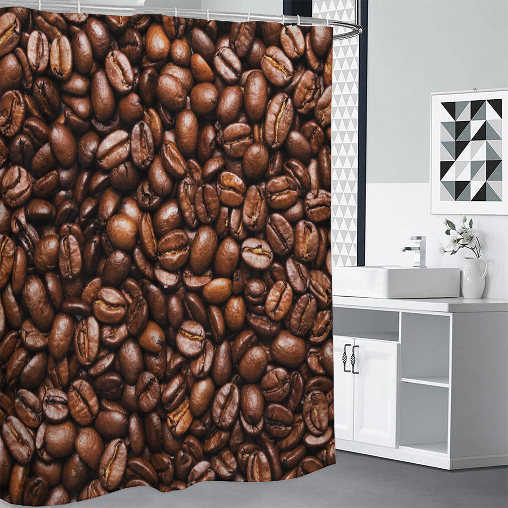 Roasted Coffee Bean Print Premium Shower Curtain