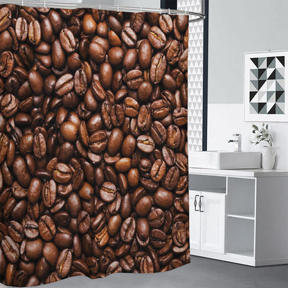 Roasted Coffee Bean Print Premium Shower Curtain