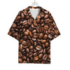 Roasted Coffee Bean Print Rayon Hawaiian Shirt