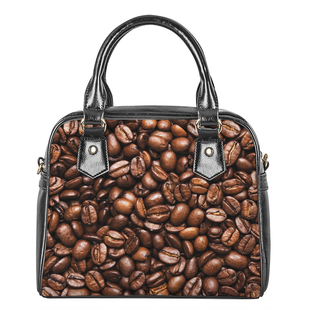 Roasted Coffee Bean Print Shoulder Handbag