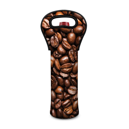 Roasted Coffee Bean Print Single Neoprene Wine Tote