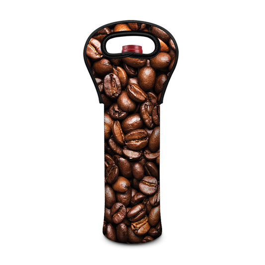 Roasted Coffee Bean Print Single Neoprene Wine Tote