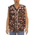Roasted Coffee Bean Print Sleeveless Baseball Jersey