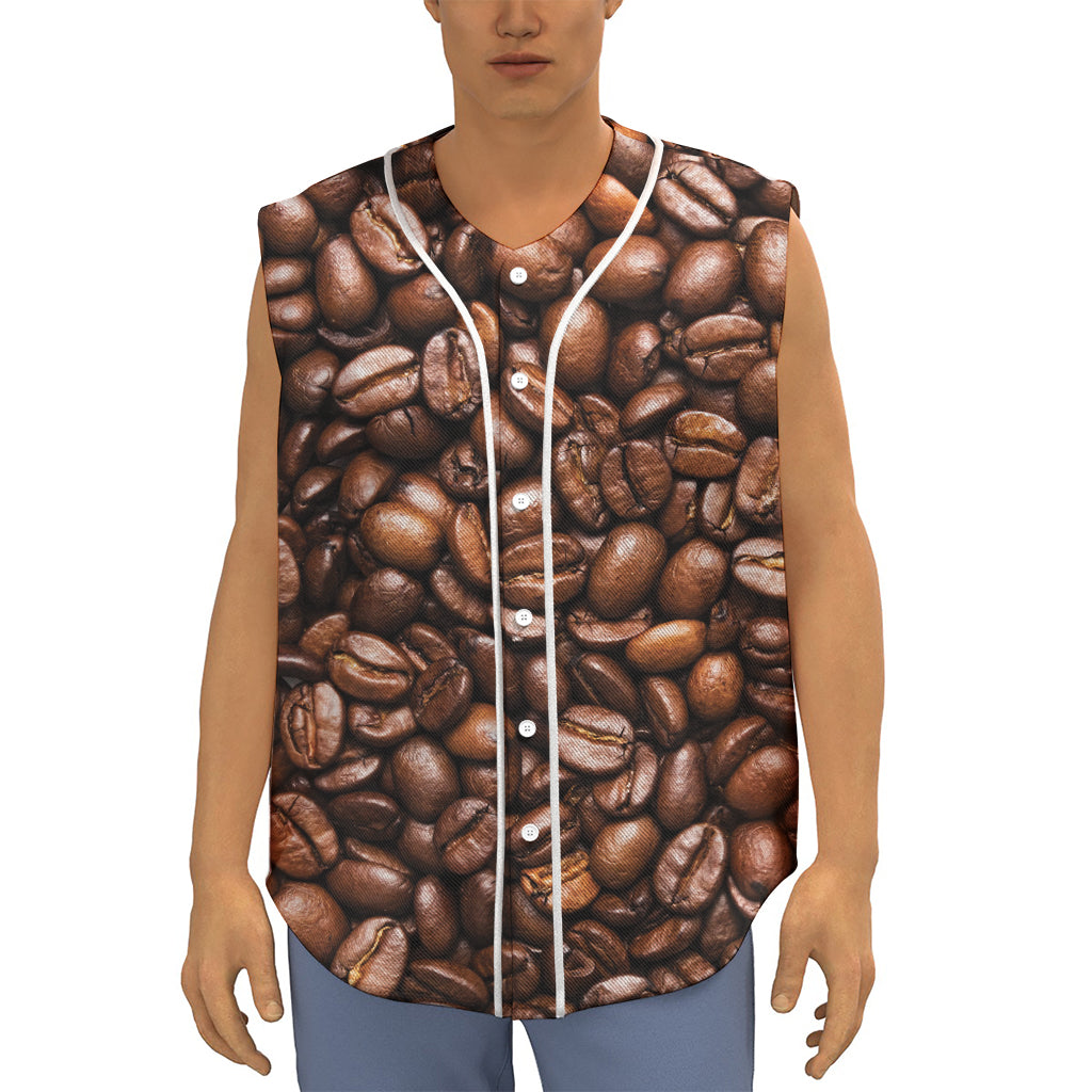 Roasted Coffee Bean Print Sleeveless Baseball Jersey