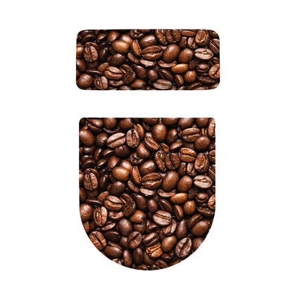 Roasted Coffee Bean Print Toilet Lid And Tank Cover Set