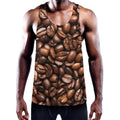 Roasted Coffee Bean Print Men's Workout Tank Top