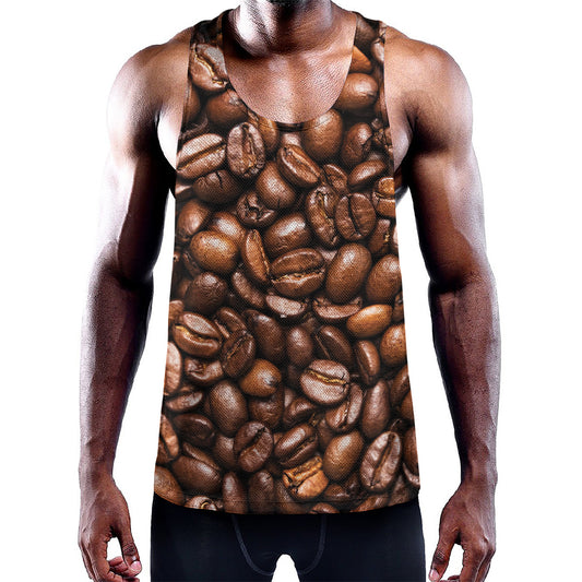 Roasted Coffee Bean Print Training Tank Top