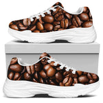 Roasted Coffee Bean Print White Chunky Shoes