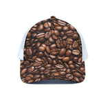 Roasted Coffee Bean Print White Mesh Trucker Cap