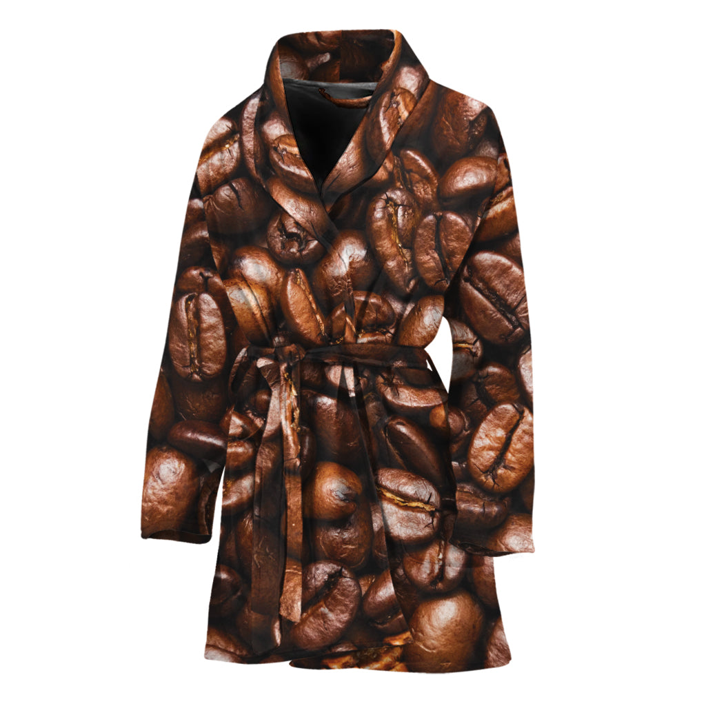 Roasted Coffee Bean Print Women's Bathrobe