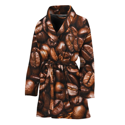 Roasted Coffee Bean Print Women's Bathrobe
