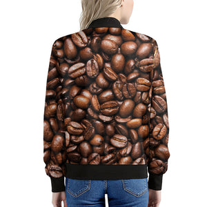 Roasted Coffee Bean Print Women's Bomber Jacket