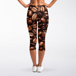 Roasted Coffee Bean Print Women's Capri Leggings