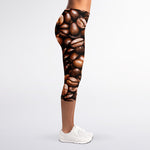 Roasted Coffee Bean Print Women's Capri Leggings