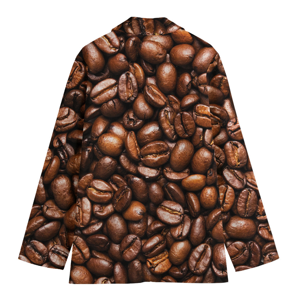 Roasted Coffee Bean Print Women's Cotton Blazer