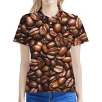 Roasted Coffee Bean Print Women's Polo Shirt