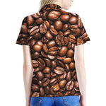 Roasted Coffee Bean Print Women's Polo Shirt
