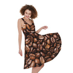 Roasted Coffee Bean Print Women's Sleeveless Dress