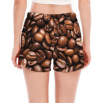 Roasted Coffee Bean Print Women's Split Running Shorts