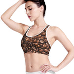 Roasted Coffee Bean Print Women's Sports Bra