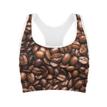 Roasted Coffee Bean Print Women's Sports Bra