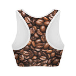 Roasted Coffee Bean Print Women's Sports Bra