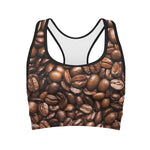 Roasted Coffee Bean Print Women's Sports Bra