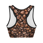 Roasted Coffee Bean Print Women's Sports Bra