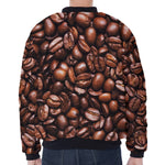 Roasted Coffee Bean Print Zip Sleeve Bomber Jacket
