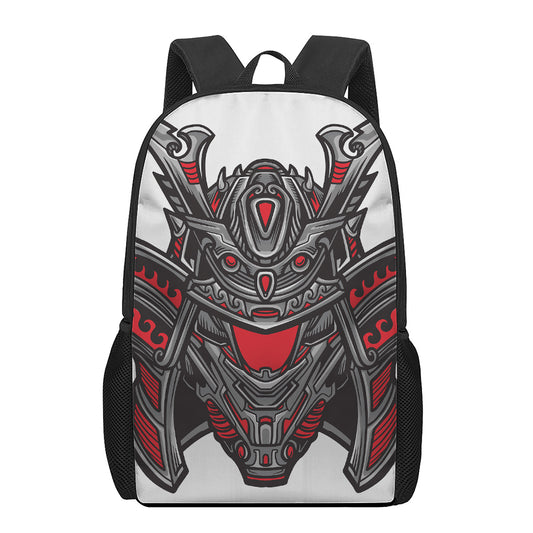 Robot Samurai Mask Print 17 Inch Backpack