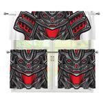 Robot Samurai Mask Print 3 Piece Kitchen Curtains