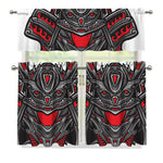Robot Samurai Mask Print 3 Piece Kitchen Curtains