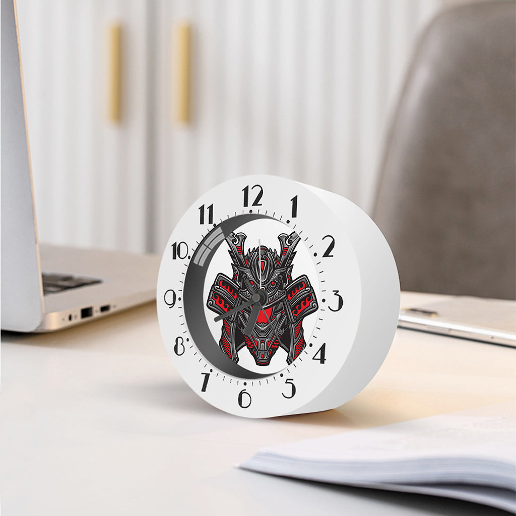 Robot Samurai Mask Print Alarm Clock