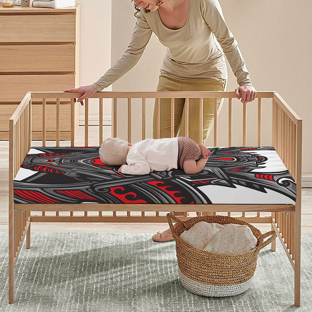Robot Samurai Mask Print Baby Crib Sheet