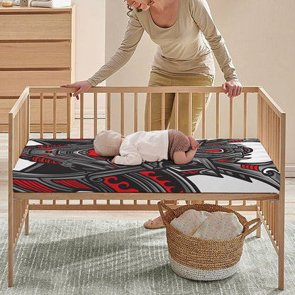 Robot Samurai Mask Print Baby Crib Sheet