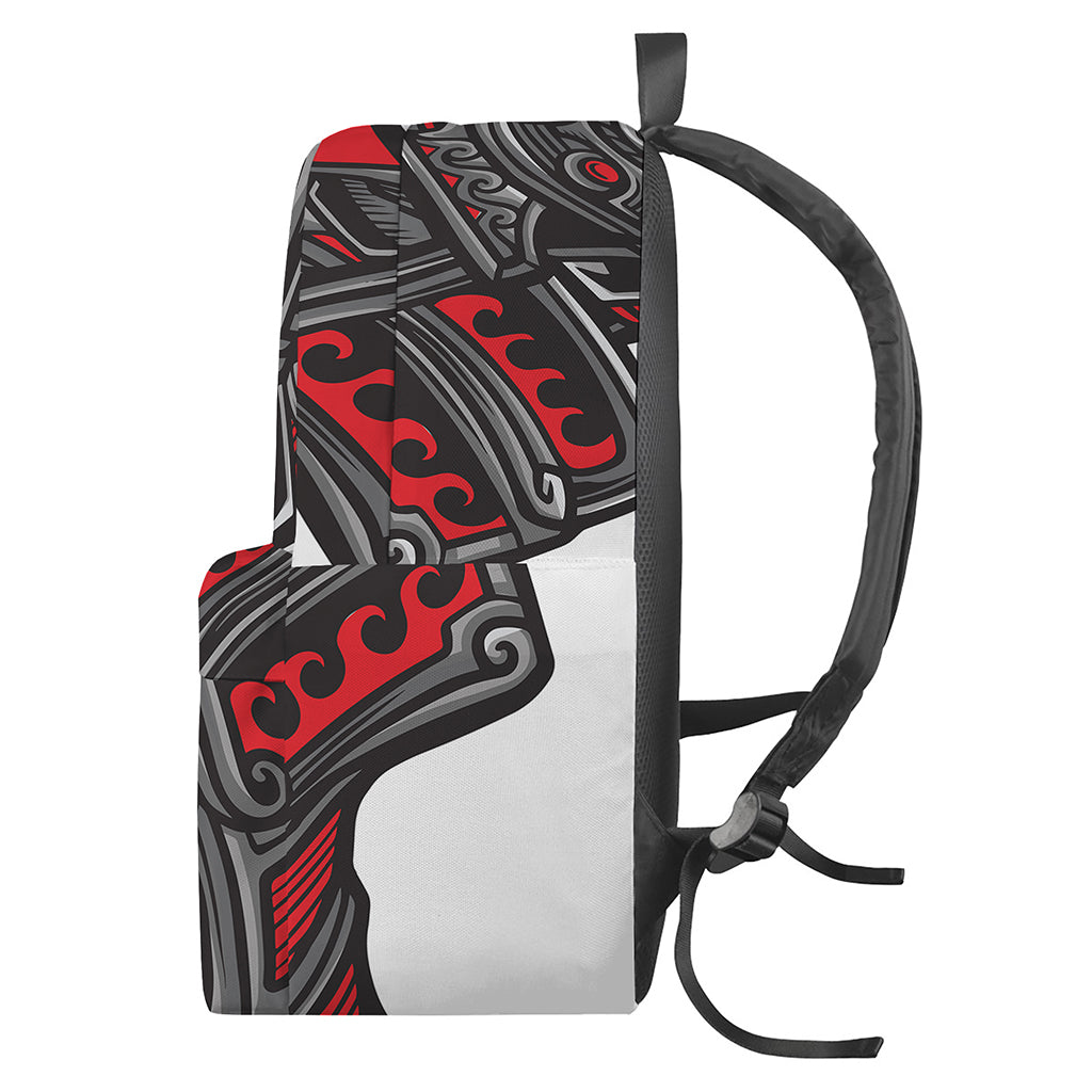 Robot Samurai Mask Print Backpack